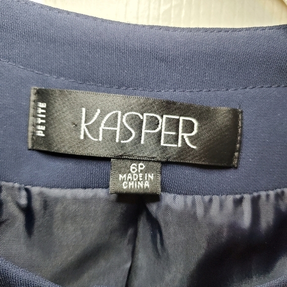 Kasper Blazer Jacket Button Womens Size 6P Lined Suit coat Stretch Navy - Picture 7 of 7